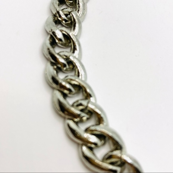 Necklace Vintage Silver Tone Collar 16.5” Chunky Statement - Picture 7 of 12